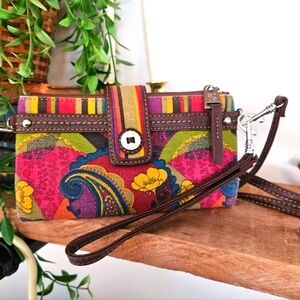 Relic Crossbody Floral Paisley Wristlet Purse Removable Strap‎ Canvas Vibrant